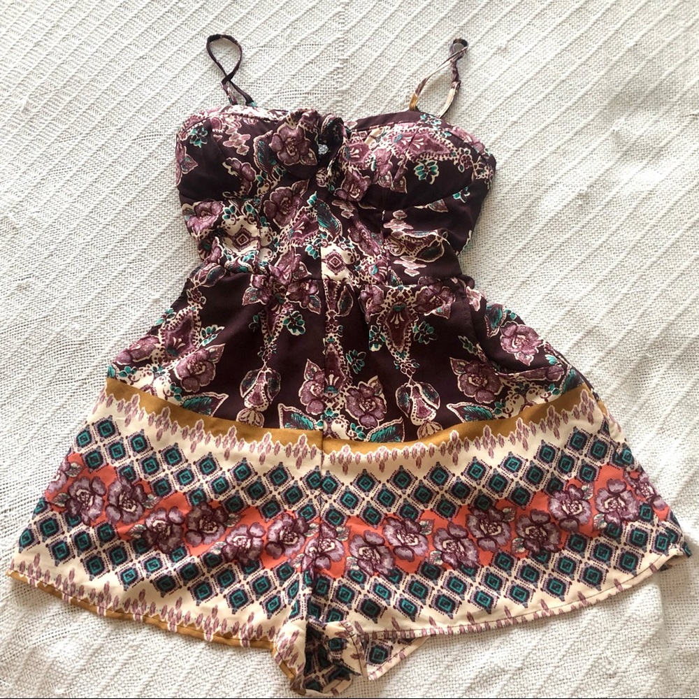 Colorful Smocked Romper with Padded Cups and Adjustable Staps